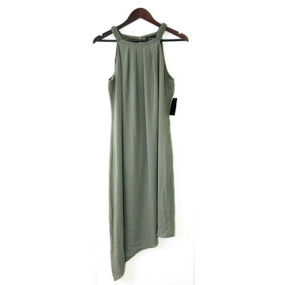 Thalia Sodi Women's Size Small Halter Dress Asymmetrical Seville Olive Green $89 - Picture 2 of 3